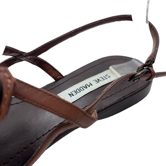 STEVE MADDEN ANGELYNA Brown Bling Chunky Rhinestones Flower Sandals Shoes sz 8 - Picture 15 of 16